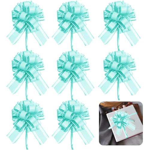 XFSRG 8 Stück Geschenkschleife Groß Schleife Dekoration Keine Montage Kranz Schleife für Geschenkverpackungen Blumen Handwerk Verpackung Hochzeit Geburtstag(Blau) von XFSRG