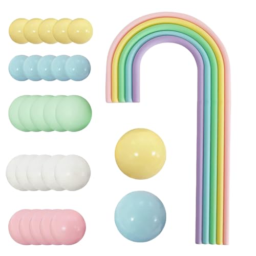 XFSRG Boho Regenbogen Kuchen Dekor Set – 28 Stück Tortendeko Zubehör mit Regenbogenbogen und Farbigen Kugeln für Geburtstags Baby und Feier Torten XFSRG Boho Regenbogen Kuchen Dekor Set – 28 Stück Tortendeko Zubehör mit Regenbogenbogen und Farbigen Kugeln für Geburtstags Baby und Feier Torten von XFSRG