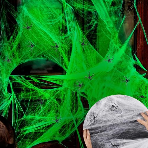 XFSRG Halloween Deko 200g Nachleuchtendes Spinnenweben mit 60 Stück Realistische Spinnen Outdoor Spinnennetz für Party Garten Spukhaus Hof Dekoration XFSRG Halloween Deko 200g Nachleuchtendes Spinnenweben mit 60 Stück Realistische Spinnen Outdoor Spinnennetz für Party Garten Spukhaus Hof Dekoration von XFSRG