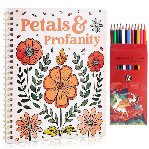XFSRG Malbuch mit 8 Aquarellstiften und wunderschönen Blumen sowie Schmetterlingsmotiven zur Entspannung und Stressabbau als Geschenk für Frauen und kreative Seelen (Blume) von XFSRG