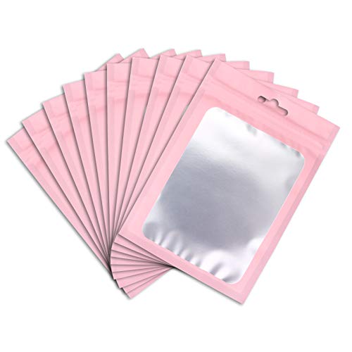 XFXIA 100 Stück Mylar-Beutel, wiederverschließbar, geruchsdicht, mit Reißverschluss und transparentem Fenster, Aluminium-Folien-Beutel für Süßigkeiten, Lebensmittel, Lipgloss, (rosa, 10 x 13 cm) XFXIA 100 Stück Mylar-Beutel, wiederverschließbar, geruchsdicht, mit Reißverschluss und transparentem Fenster, Aluminium-Folien-Beutel für Süßigkeiten, Lebensmittel, Lipgloss, (rosa, 10 x 13 cm) von XFXIA