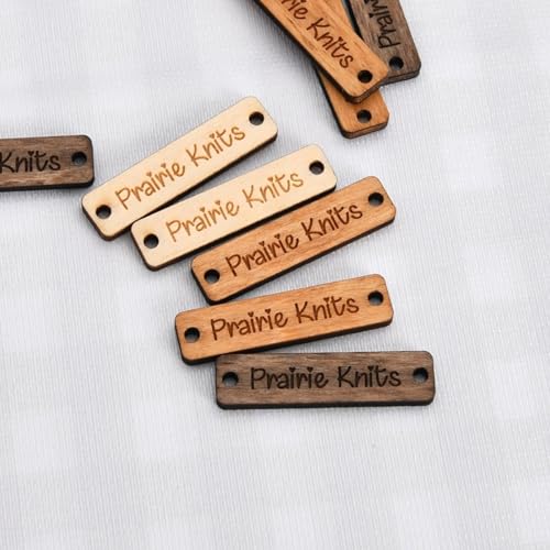 Rechteckige Holzetiketten, individuelle lasergravierte Holz-Nähetiketten, personalisierte Holzanhänger für handgefertigte Gegenstände, Braun, 50 Stück von XFZDKJSD