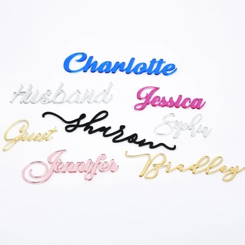 XFZDKJSD Personalisierte Hochzeits-Tischkarten, Namensschilder, lasergeschnittene Namen, Acryl-Hochzeitskarten, individuelle Hochzeits-Tischkarten (Spiegelgold) von XFZDKJSD