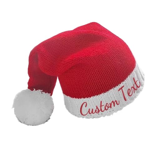 XFZDKJSD Personalisierte bestickte Weihnachtsmütze, personalisierte Weihnachtsmütze mit Namen, gestrickte Urlaubsmütze (Erwachsene) von XFZDKJSD