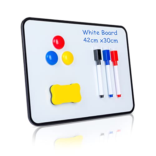 XFZY Whiteboard Magnetwand A3 tragbare doppelseitige Whiteboard klein mit trocken abwischbaren Stiften, Radiergummi,Magnettafel kratzfest für Büro, Heim und Schule(42x30cm,Schwarzes) von XFZY