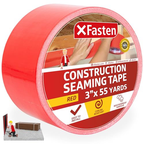 XFasten Bau Nahtband Rot, 3" x 55 Yards, Gebäude Ummantelung und Flashing Polymer-Band für Fugen, Dampfsperre, Schaumplatte Isolierung, Haus Wrap, Crawl Space und Epoxidharz von XFasten