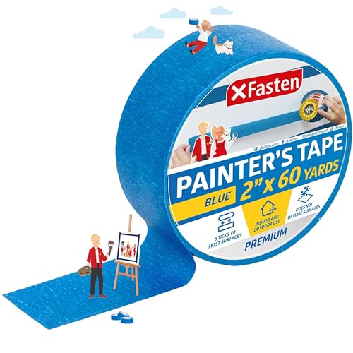 XFasten Professional Blue Painter's Tape, Sharp Edge Line Technology, 2" x 60 Yards (Einzelpackung) - Exzellente Linien und rückstandsfreies, handgefertigtes Klebeband von XFasten