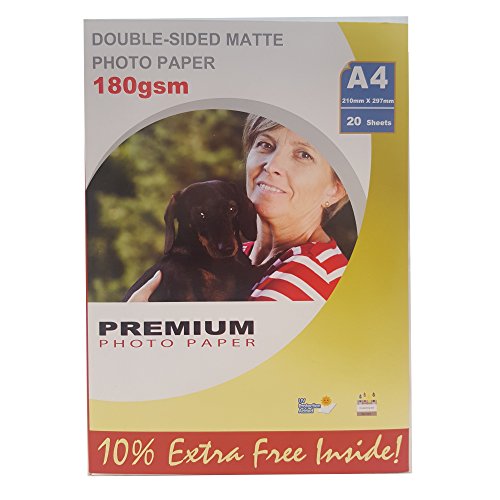 Premium A4 (210 x 297 mm) beidseitig matt Inkjet Fotopapier 180 g/m² – 20 Blatt von XGAGHB