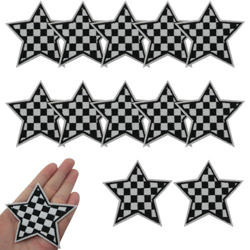 XGNG 20 Stück Schwarz und Weiß Stern Plaid Aufbügler Stoff Patch Kleidung Dekoration Stickerei Patch XGNG 20 Stück Schwarz und Weiß Stern Plaid Aufbügler Stoff Patch Kleidung Dekoration Stickerei Patch von XGNG
