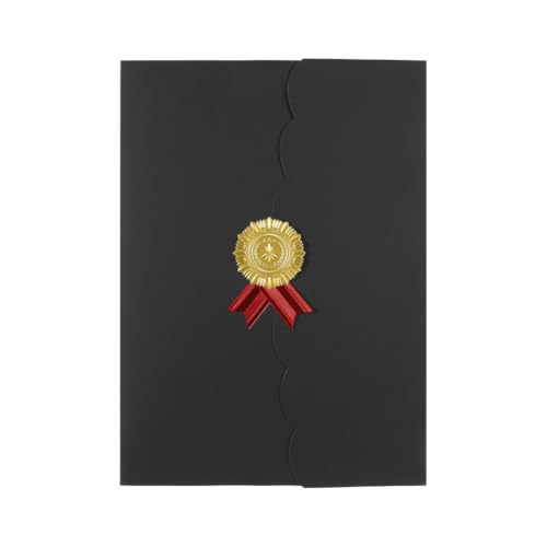 XGOPTS 10 Stück Urkundenmappe A4 Karton Vergoldet Dokumentenmappe 300 g/m²Hochwertige Übergabemappen Urkundenhülle für DIN A4 Papier(Königsblau) (Schwarz 10) von XGOPTS