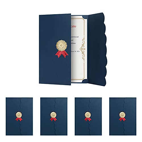 XGOPTS 5 Stück Urkundenmappe A4 Karton Dokumentenmappe 300 g/m² Hochwertige Übergabemappen Urkundenhülle für DIN A4 Papier (Königsblau) von XGOPTS