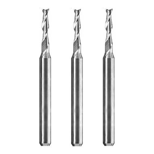 VHM Schaftfräser Zweischneider |Z2| Ø 0,3 mm - 3,175 mm | Schaft 3,175mm (1/8") | Fischschwanz Anschliff | Durchmesser wählbar | 3 Stück | XGOTEC (1,00mm) von XGOTEC