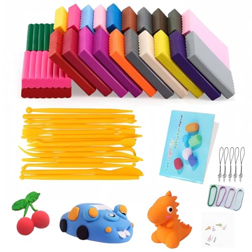 Polymer Clay - XGTSM24 Farben Knete Soft Set, Nontoxic DIY Oven Bake Modellierung Ton Kit mit 14 Modellierwerkzeug und Schmuckzubehör Set, Kinder Kunsthandwerk Geschenk ​für Jungen und Mädche kids von XGTSM