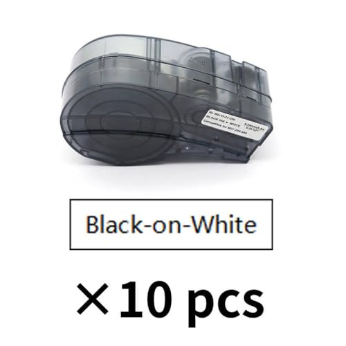BMP-21LAB BMP-21PLUS Etikettenhersteller-kompatibles Folienband M21-250-595 Druckbänder für Etikettiermaschine (10 Stück, Schwarz auf Weiß) von XGdEKA
