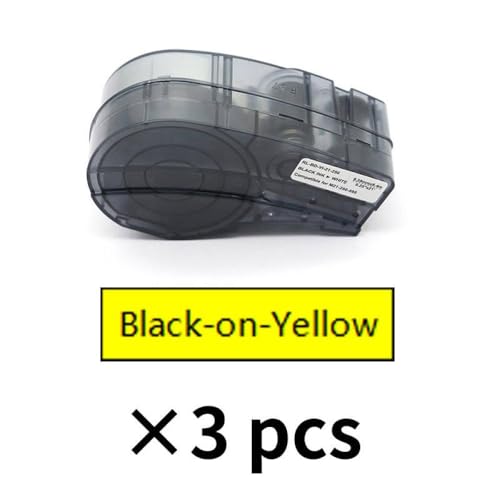 BMP-21LAB BMP-21PLUS Etikettenhersteller-kompatibles Folienband M21-250-595 Druckbänder für Etikettiermaschine (3 Stück, Schwarz auf Gelb) von XGdEKA