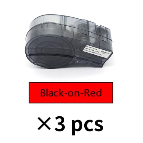 BMP-21LAB BMP-21PLUS Etikettenhersteller-kompatibles Folienband M21-250-595 Druckbänder für Etikettiermaschine (3 Stück, Schwarz auf Rot) von XGdEKA