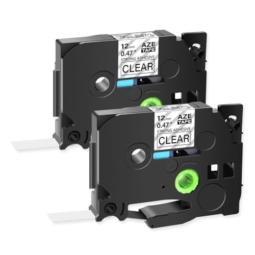 XGdEKA 2 x 5 Stück, die stärksten Etikettenbänder funktionieren mit TZ TZE S231 S131 S631 12 mm weißen Etikettendruckern (2 Stück schwarz auf klar) von XGdEKA