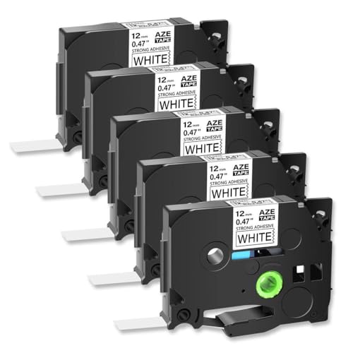XGdEKA 2 x 5 Stück, die stärksten Etikettenbänder funktionieren mit TZ TZE S231 S131 S631 12 mm weißen Etikettendruckern (5 Stück Schwarz auf Weiß) von XGdEKA