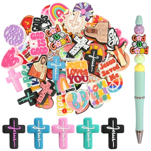 50 Stück Jesus-Fokal-Perlen für Stifte, nicht duplizierte Bleistiftperlen für Bastelarbeiten, Perlen, Stifte, Schlüsselanhänger, Armbänder, Schlüsselbänder 50 Stück Jesus-Fokal-Perlen für Stifte, nicht duplizierte Bleistiftperlen für Bastelarbeiten, Perlen, Stifte, Schlüsselanhänger, Armbänder, Schlüsselbänder von XHAOYEAHX