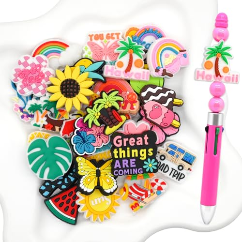 Silikon-Fokalperlen für Stifte, Sommer, Eisgetränke, Zubehör-Set, 30 Stück, bunte runde Perlen für Schlüsselanhänger, Armband, Halskette, handgefertigtes Handwerk Silikon-Fokalperlen für Stifte, Sommer, Eisgetränke, Zubehör-Set, 30 Stück, bunte runde Perlen für Schlüsselanhänger, Armband, Halskette, handgefertigtes Handwerk von XHAOYEAHX