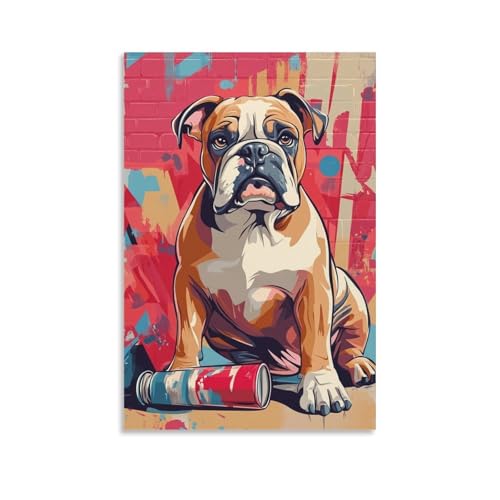 XHBKJA Minimalistischer Kunstdruck auf Leinwand, Pop-Art-Motiv Bulldogge, Tierposter mit Spray, kann moderne Familie als Wohnzimmerdekoration akzentuieren, ungerahmt, 30 x 45 cm XHBKJA Minimalistischer Kunstdruck auf Leinwand, Pop-Art-Motiv Bulldogge, Tierposter mit Spray, kann moderne Familie als Wohnzimmerdekoration akzentuieren, ungerahmt, 30 x 45 cm von XHBKJA