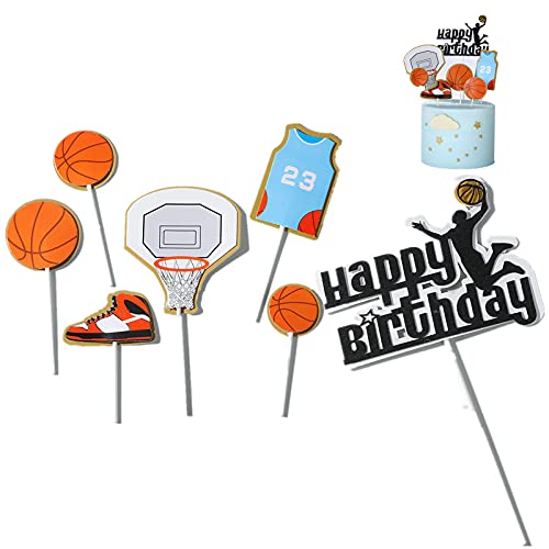 XHBTS Kuchendeckel, Geburtstagstorte Dekoration, Party personalisierte Cake Topper, Alles Gute Geburtstag Cake Topper für Baby Boy, Fußballparty, Sport Party Dekoration (Basketball) von XHBTS