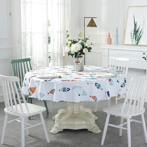 XHBYW 90~240 cm runde Tischdecke, wasserdichtes PVC-Wachstuch für Küche, Esszimmer, Heim- und Hoteldekoration, abwischbar, eleganter Stoffbezug XHBYW 90~240 cm runde Tischdecke, wasserdichtes PVC-Wachstuch für Küche, Esszimmer, Heim- und Hoteldekoration, abwischbar, eleganter Stoffbezug von XHBYW