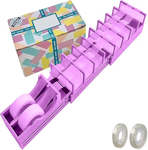 Original Virus Desktop-Klebebandabroller für Geschenkverpackungen und Bastelarbeiten, kann 18 Bänder ohne Klingen vorbereiten, Standard, doppelseitiges Klebeband (lila) von XHCLIUFB