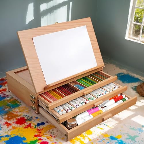 Table Box Staffelei Kunst Staffelei Faltbare Tragbare Schreibtisch Zeichenstaffelei Verstellbar 35° - 60° Holzkiste Staffelei für Künstler Anfänger Student Table Box Staffelei Kunst Staffelei Faltbare Tragbare Schreibtisch Zeichenstaffelei Verstellbar 35° - 60° Holzkiste Staffelei für Künstler Anfänger Student von XHCTNN