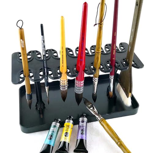 XHDIGI Künstler-Pinsel-Abtropfgestell, mit nach unten zeigender abnehmbarer Stiftpinsel-Organizer, Aufhänger für lange Pinsel, Kunststoff, Acryl, Aquarell-Pinselständer von XHDIGI