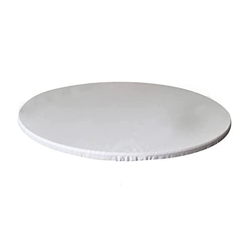 Runde Tischdecke, Wasserdicht Tischdecken Abwischbar rutschfeste Elastische,Tischdecke Für Zuhause, Partys,Hochzeit, Restaurant (Weiß,Runde 100cm) von XHDZSW