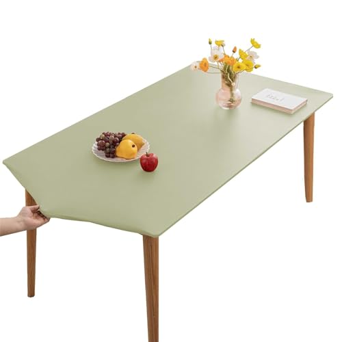 Tischdecke, Rechteckige Angepasste Tischdecke, PU-Leder Elastische Tischdecke, Elastische Tischdecke Abwischbare Tischdecke, Küche Und Esszimmer Tischdecke (GrüN,90X150cm) von XHDZSW