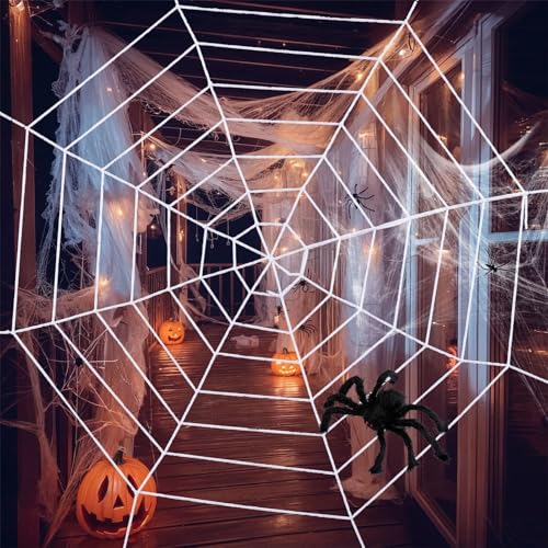 XHDZSW Halloween Deko Riesige Spinnennetz, Garten Riesen Gruselig Spinnennetz Dekoration Set, Gruselig Spinnweben Outdoor Party Deko Netz Zubehör (Weiß,250) von XHDZSW