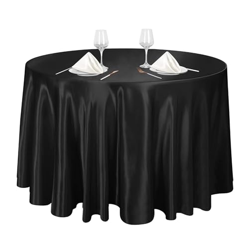 XHDZSW Runde Tischdecken, Weicher Stoff Glitzer Tischdecke, Flecken Und Knitterfrei Dekorative Tischdecke, Für Hochzeit Bankett Restaurant Buffet Parteien Garten (275cm,Schwarz) von XHDZSW