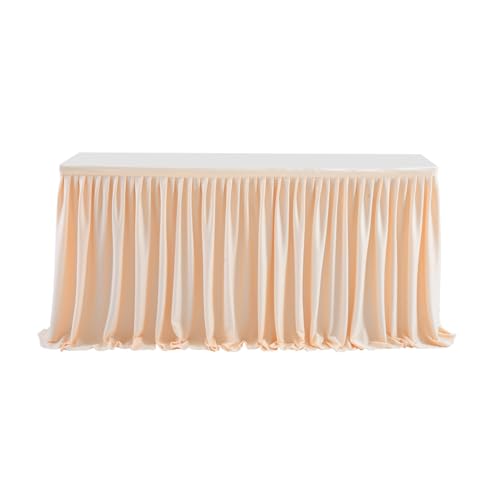 XHDZSW Tischröcke für rechteckige Tische, Polyester Tischrock Plissee Tischdekorationen Party Dekoration Tischröcke für Geburtstagsparty Bankett Konferenztischdecke (Sekt,9ft (78H x 275L cm)) von XHDZSW