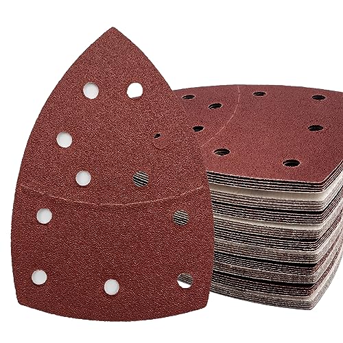 50 Stück Mausschleifer-Pads, Körnung 80, Schleifpapier, Schleifblätter, Klettband, Schleifpapier, Handschleifpapier mit 11 Löchern (Körnung 80) von XHKDSYMC