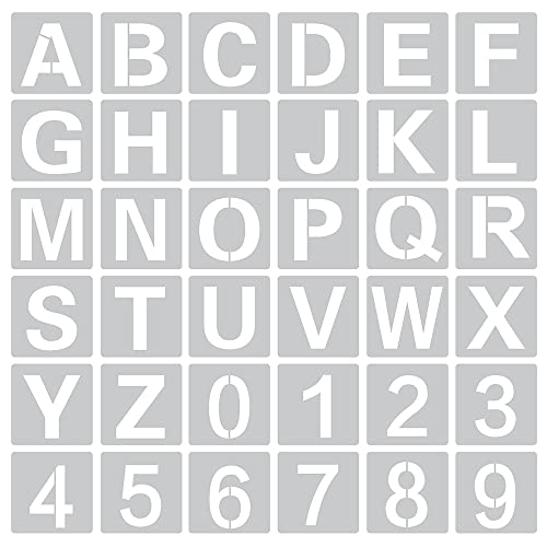 36 Stück wiederverwendbare Buchstabenschablonen Alphanumerische Malschablone Oberbuchstaben Schriftart Vorlagen Alphabet und Zahlenschablonen, für DIY Scrapbooking Malerei, Malerei auf Holz (3 Zoll) von XHNFCU