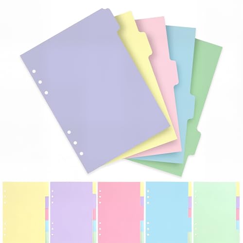 30 Blätter Trennblätter A5 6 Loch, Ordner Register A5 Farbige Index Teiler Personalisiert Ringbuch Register Planer für Notizbuch Loseblatt Personal Organizer 21x15cm von XHNKEG