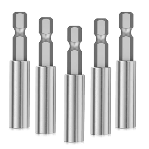 5 Stück Bithalter, Magnetischer Bithalter 60mm Edelstahl Bit Verlängerung Magnetische Bohrer Sechskantschaft Bit Halterung für Schlagschrauber und Akkuschrauber 5 Stück Bithalter, Magnetischer Bithalter 60mm Edelstahl Bit Verlängerung Magnetische Bohrer Sechskantschaft Bit Halterung für Schlagschrauber und Akkuschrauber von XHNKEG