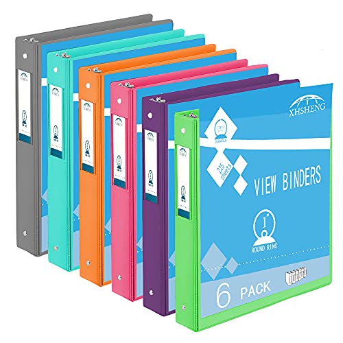 3-Ringbuch, robuster 2,5 cm runder Ring, hält 21,6 x 27,9 cm Papier, mit 2 Taschen, 6 Farben Binder sortiert von XHSHENG