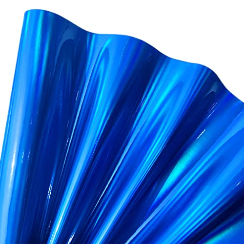 30 x 134,6 cm holografischer Kunstlederstoff, spiegelndes reflektierendes Vinyl für DIY-Haarschleifen, Taschen, Nähen, Handwerk (dunkelblau) von XHT