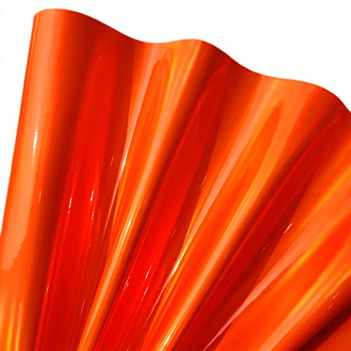 30 x 134,6 cm holografischer Kunstlederstoff, spiegelndes reflektierendes Vinyl für DIY-Haarschleifen, Taschen, Nähen, Handwerk (orange) von XHT