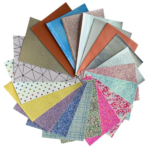 XHT 20 Stück zufälliges Kunstleder mit verschiedenen Farbstilen, 20 x 15 cm, verwendet für die Herstellung von Ohrringen, kleinen Spielzeugen und Schneiden und Spleißen DIY-Projekte (20PCS-A5) von XHT