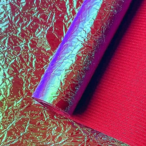 XHT Holografischer Kunstlederstoff, 30 x 135 cm Schillerndes synthetisches PU-Leder für Handtaschen Brieftaschen Machen DIY Kunsthandwerk, Regenbogen von XHT