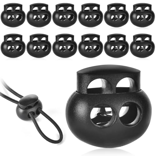 XHTXHT 12 Stück Kordelstopper, Kordelstopper 2 Loch, Durchmesser 6mm, Schwarzer Kunststoff Kordelklemme Oval schlösser für kordel Jacke, Sportkleidung, Rucksack, Gummikordel Stopper XHTXHT 12 Stück Kordelstopper, Kordelstopper 2 Loch, Durchmesser 6mm, Schwarzer Kunststoff Kordelklemme Oval schlösser für kordel Jacke, Sportkleidung, Rucksack, Gummikordel Stopper von XHTXHT