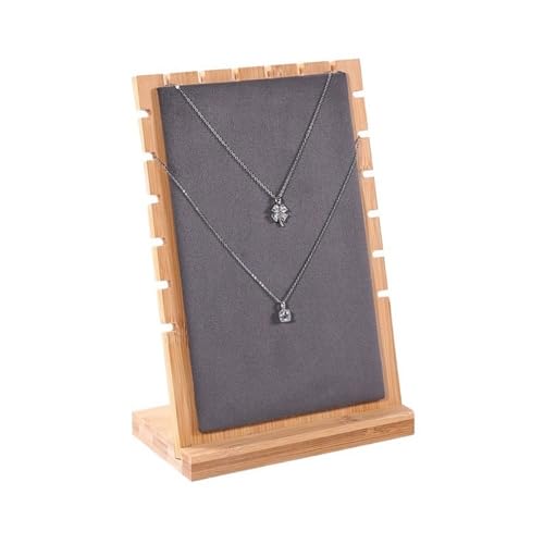 XHURWDZ643KM Schmuckständer Holz Abnehmbare Halskette Display Rack Anhänger Organizer Schmuck Display Board Schmuck Hängen Rack Display Stand Stände Schmuck Displayständer(Grigio) von XHURWDZ643KM
