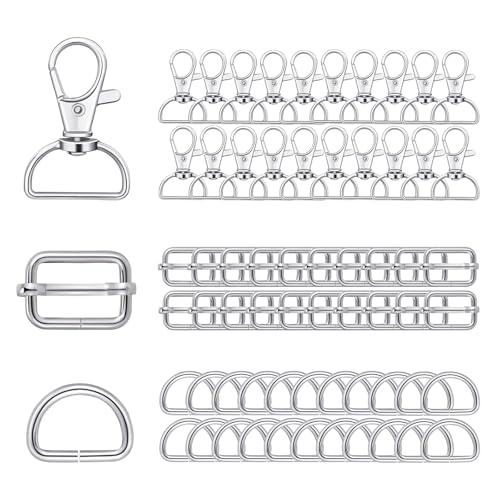60 Stk TaschenzubehöR Zum NäHen, Silber Drehbare Karabinerhaken FüR Taschen, D Ringe Schiebeschnalle Triglide Gurtversteller Drehgelenk SchlüSselanhäNger FüR DIY Tasche Gurt Schultergurt 60 Stk TaschenzubehöR Zum NäHen, Silber Drehbare Karabinerhaken FüR Taschen, D Ringe Schiebeschnalle Triglide Gurtversteller Drehgelenk SchlüSselanhäNger FüR DIY Tasche Gurt Schultergurt von XHYASD