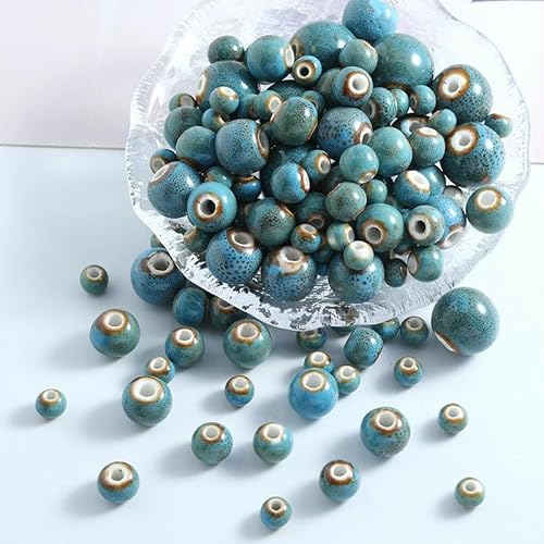 XHYXWN 100 Stück 6–18 mm runde lose Keramikperlen, Vintage blau glasierte Keramikperlen, für die Herstellung von DIY-Perlenarmbändern, Halsketten und Anhängern XHYXWN 100 Stück 6–18 mm runde lose Keramikperlen, Vintage blau glasierte Keramikperlen, für die Herstellung von DIY-Perlenarmbändern, Halsketten und Anhängern von XHYXWN