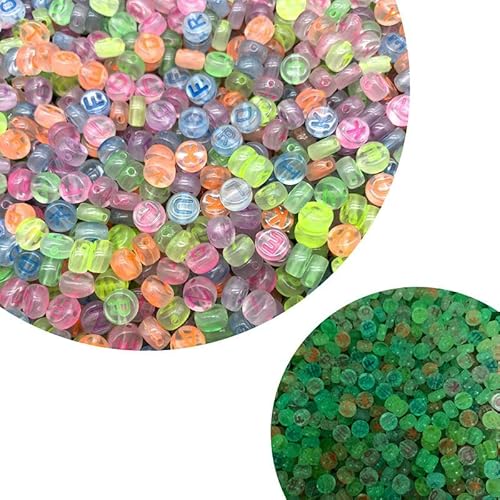 XHYXWN 500 Stück 7 mm bunte leuchtende Buchstabenperlen, flache runde Buchstaben-Abstandsperlen, für die Herstellung von DIY-Handwerksarmbändern und Halsketten XHYXWN 500 Stück 7 mm bunte leuchtende Buchstabenperlen, flache runde Buchstaben-Abstandsperlen, für die Herstellung von DIY-Handwerksarmbändern und Halsketten von XHYXWN