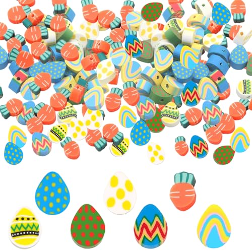 Osterperlen, Perlen für Armbänder Ostern, 200 Stück Oster Tonperlen Set mit Karotten und Ostereiern, Ideal für Herstellung von Armbänder Halsketten DIY Ostern Geschenk Osterperlen, Perlen für Armbänder Ostern, 200 Stück Oster Tonperlen Set mit Karotten und Ostereiern, Ideal für Herstellung von Armbänder Halsketten DIY Ostern Geschenk von XIABYAYU